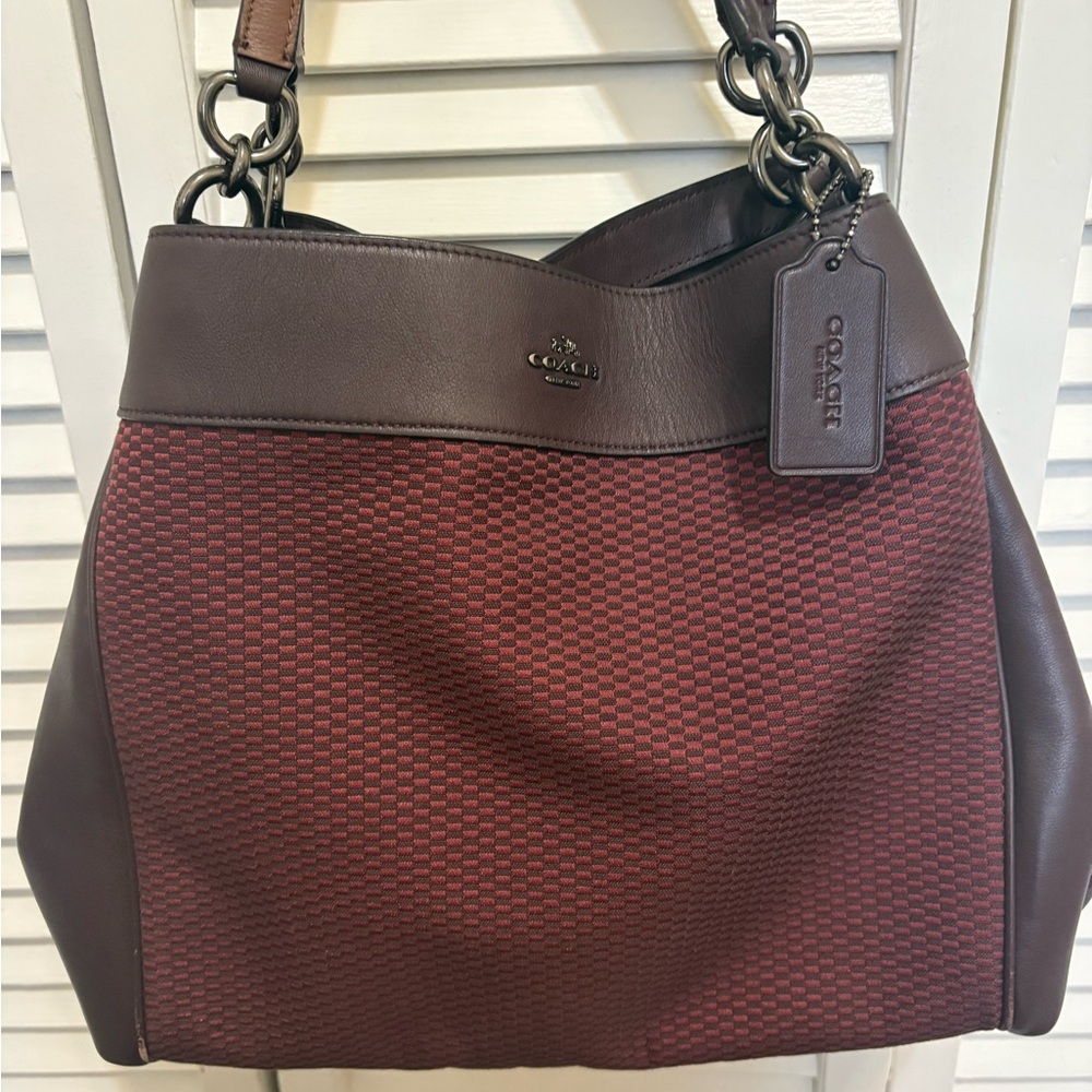 Coach Lexy Legacy Leather Jacquard Shoulder Handbag
